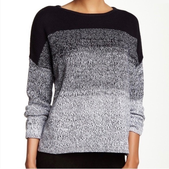 Vince Black White Cotton Textured Ombre Pullover Sweater V328976390 Size S EUC - Picture 1 of 10